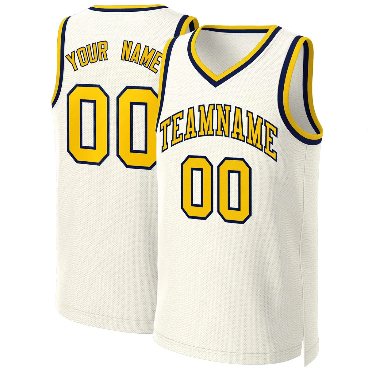 Classic Khaki Yellow-Navy Basketball Jersey