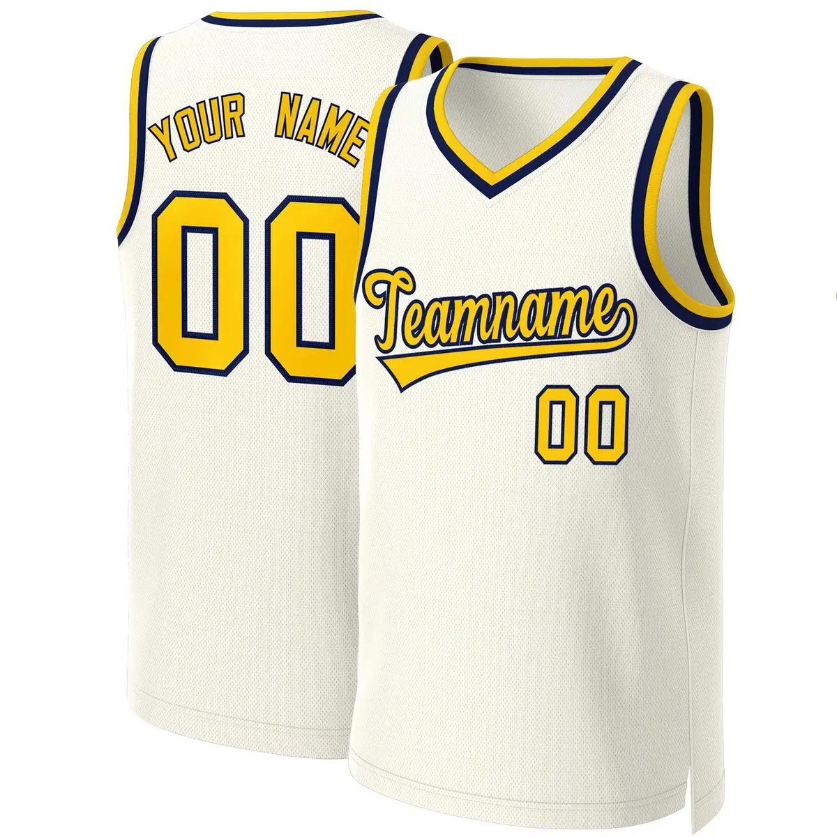 Classic Khaki Yellow-Navy Basketball Jersey