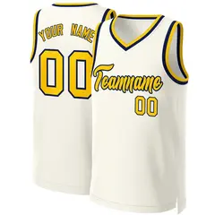 Classic Khaki Yellow-Navy Basketball Jersey 1
