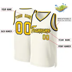 Classic Khaki Yellow-Navy Basketball Jersey 2