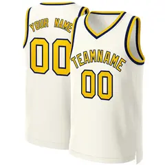 Classic Khaki Yellow-Navy Basketball Jersey