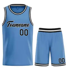 Classic Light Blue Black-White Heal Basketball Jersey Set