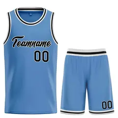 Classic Light Blue Black-White Heal Basketball Jersey Set