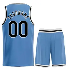 Classic Light Blue Black-White Heal Basketball Jersey Set 2