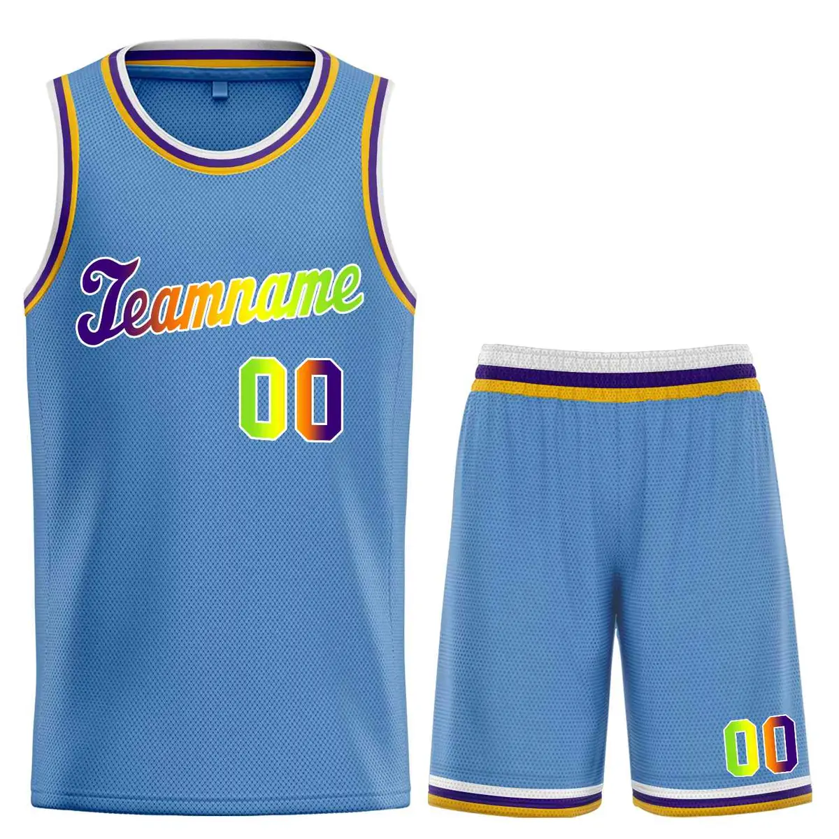 Classic Light Blue Green-White Basketball Jersey