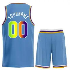 Classic Light Blue Green-White Basketball Jersey 2