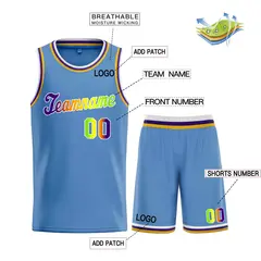 Classic Light Blue Green-White Basketball Jersey 3