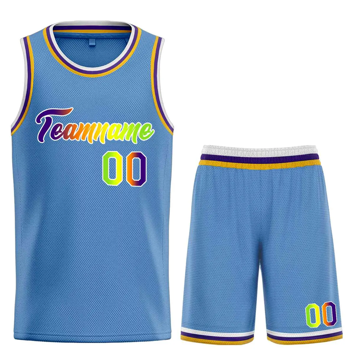 Classic Light Blue Green-White Heal Basketball Jersey Set