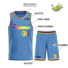 Classic Light Blue Green-White Heal Basketball Jersey Set 3