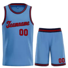Classic Light Blue Navy-Red Basketball Team Uniform Jersey
