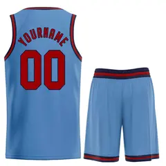 Classic Light Blue Navy-Red Basketball Team Uniform Jersey 2