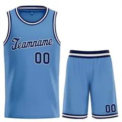 Classic Light Blue Navy-White Basketball Team Uniform Jersey