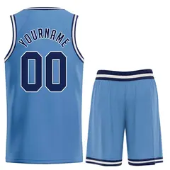Classic Light Blue Navy-White Basketball Team Uniform Jersey 2