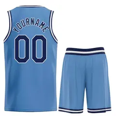Classic Light Blue Navy-White Heal Basketball Jersey Set 2