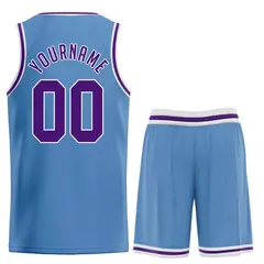 Classic Light Blue Purple-White Basketball Jersey 2