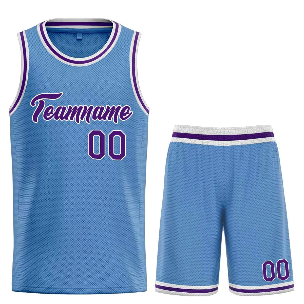 Classic Light Blue Purple-White Heal Basketball Jersey Set