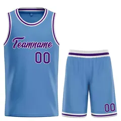 Classic Light Blue Purple-White Heal Basketball Jersey Set