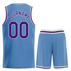 Classic Light Blue Purple-White Heal Basketball Jersey Set 2