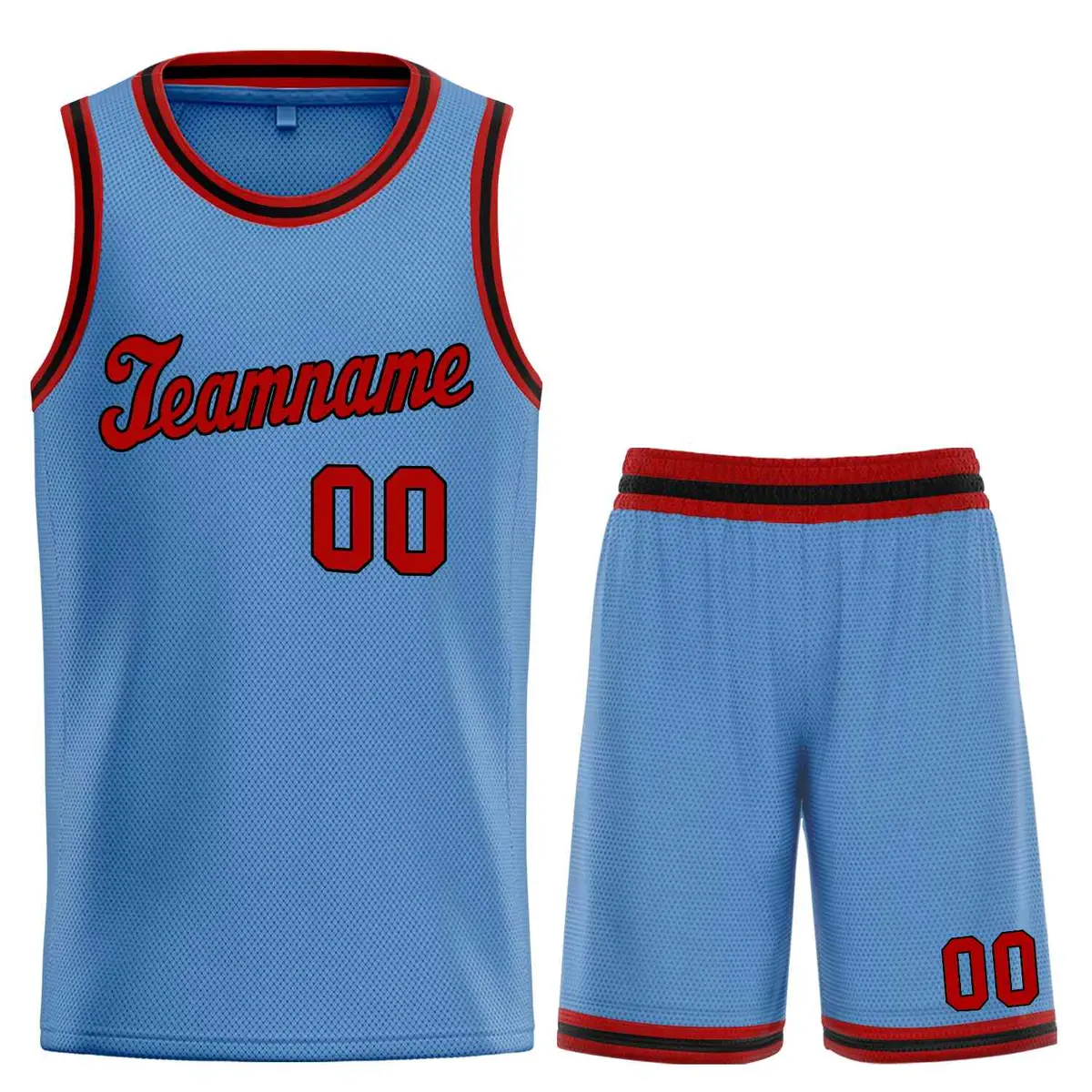 Classic Light Blue Red-Black Basketball Team Uniform Jersey