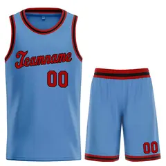 Classic Light Blue Red-Black Basketball Team Uniform Jersey