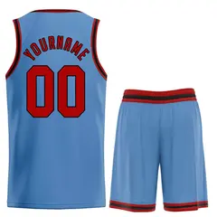 Classic Light Blue Red-Black Basketball Team Uniform Jersey 2
