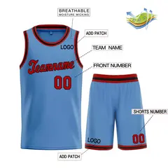 Classic Light Blue Red-Black Basketball Team Uniform Jersey 3