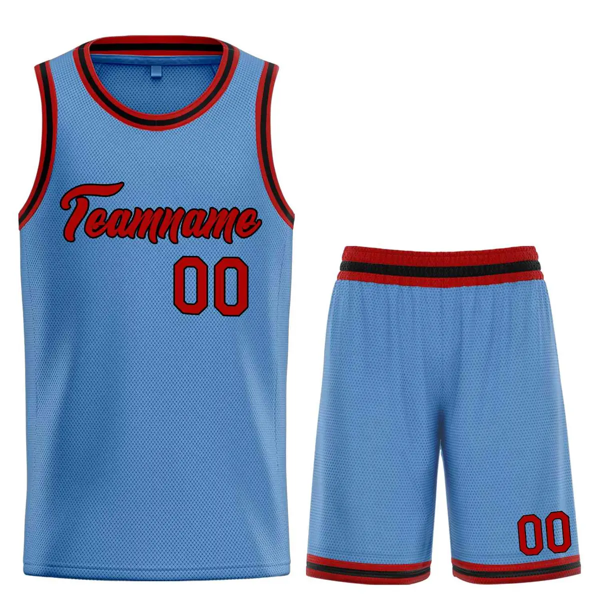 Classic Light Blue Red-Black Heal Basketball Jersey Set