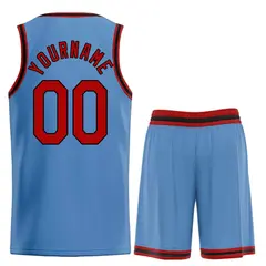 Classic Light Blue Red-Black Heal Basketball Jersey Set 2