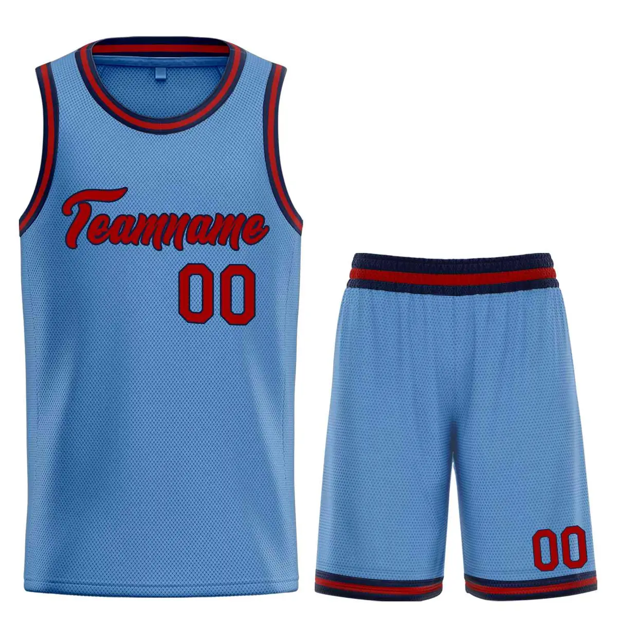 Classic Light Blue Red-Navy Heal Basketball Jersey Set