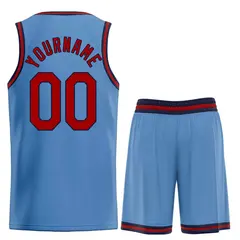 Classic Light Blue Red-Navy Heal Basketball Jersey Set 2