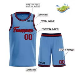 Classic Light Blue Red-Navy Heal Basketball Jersey Set 3