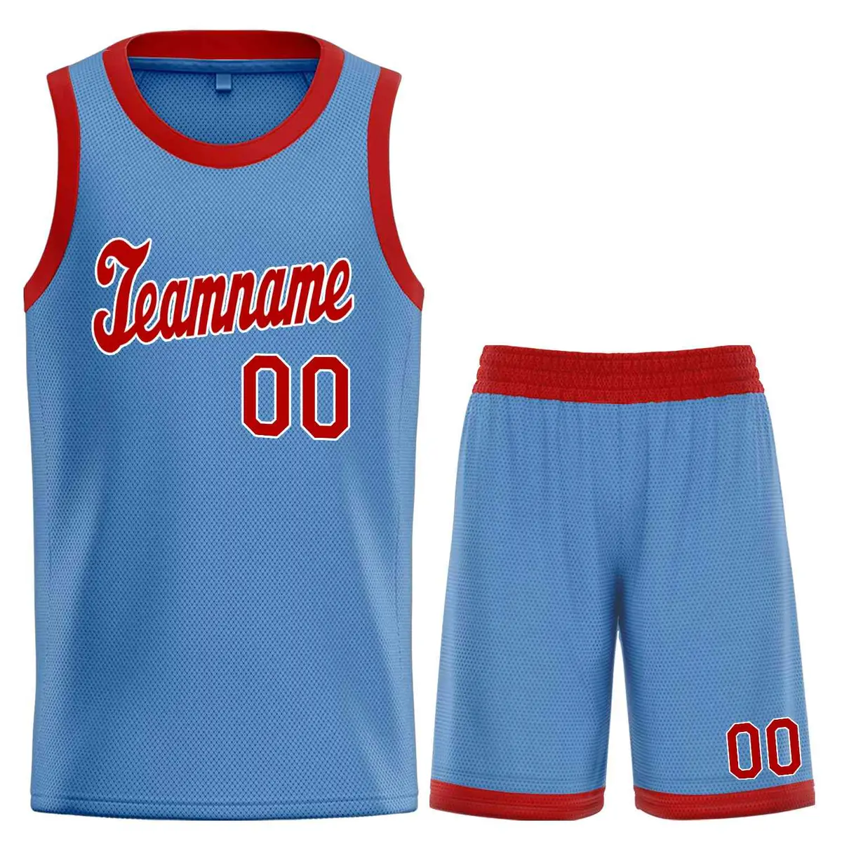 Classic Light Blue Red-White Basketball Team Uniform Jersey