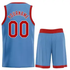 Classic Light Blue Red-White Basketball Team Uniform Jersey 2