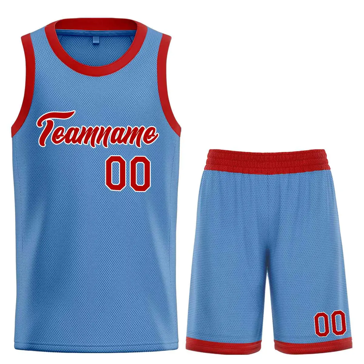 Classic Light Blue Red-White Heal Basketball Jersey Set