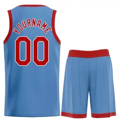 Classic Light Blue Red-White Heal Basketball Jersey Set 2