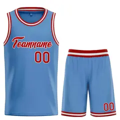 Classic Light Blue Red-White Heal Basketball Jersey Set