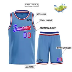 Classic Light Blue Royal-White Basketball Jersey 3