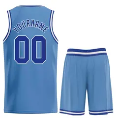 Classic Light Blue White Basketball Team Uniform Jersey 2