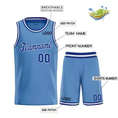 Classic Light Blue White Basketball Team Uniform Jersey 3