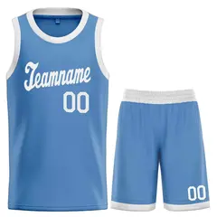 Classic Light Blue White Basketball Team Uniform Jersey