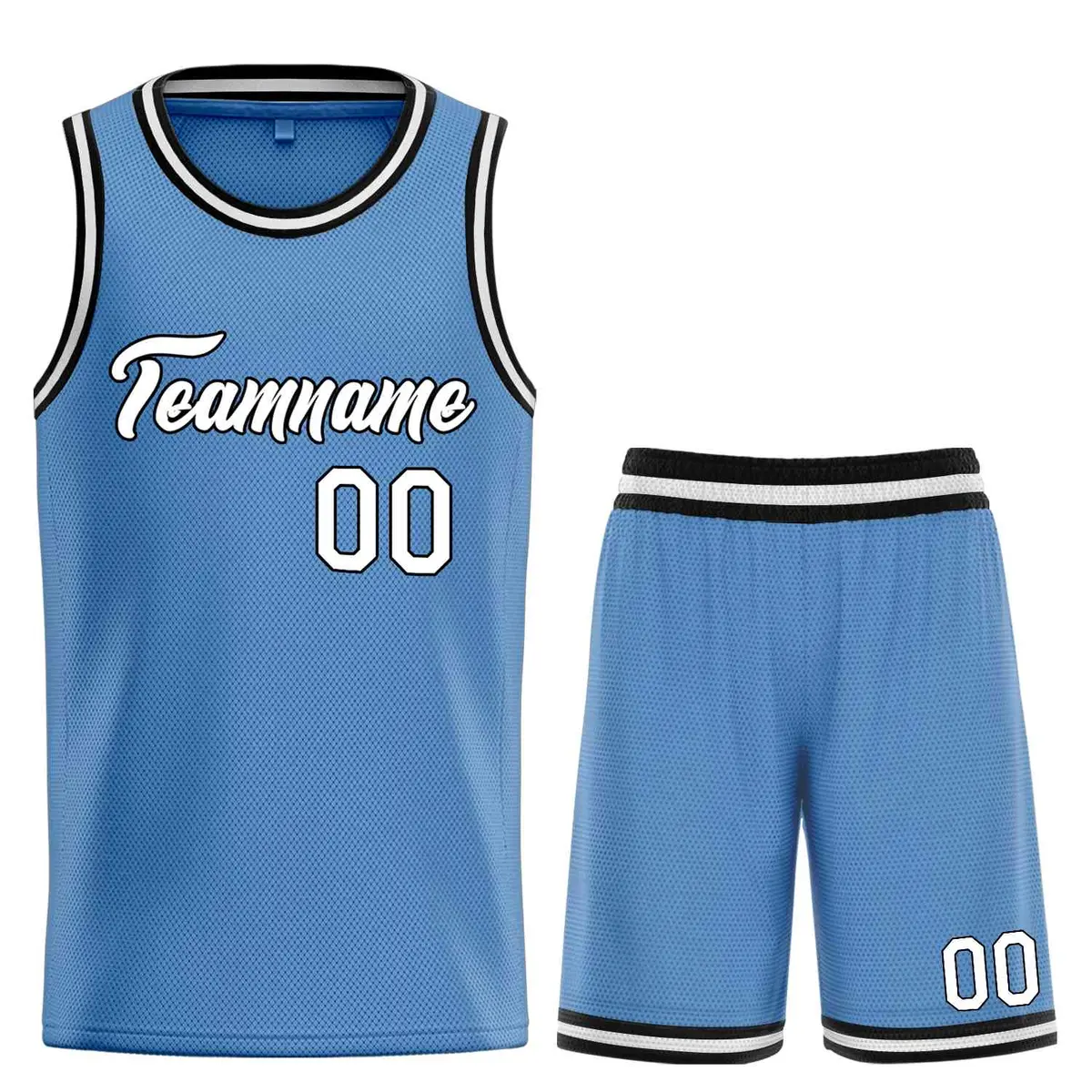 Classic Light Blue White-Black Heal Basketball Jersey Set