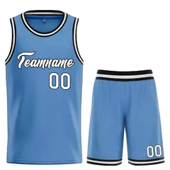 Classic Light Blue White-Black Heal Basketball Jersey Set