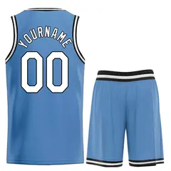 Classic Light Blue White-Black Heal Basketball Jersey Set 2
