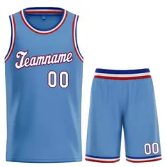 Classic Light Blue White-Red Basketball Team Uniform Jersey