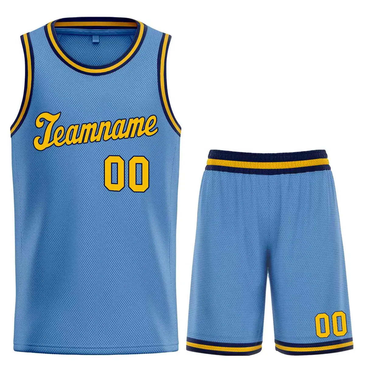 Classic Light Blue Yellow-Navy Basketball Jersey