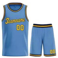 Classic Light Blue Yellow-Navy Basketball Jersey