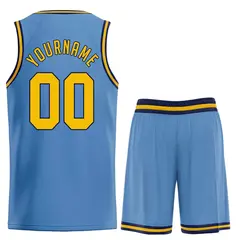 Classic Light Blue Yellow-Navy Basketball Jersey 2