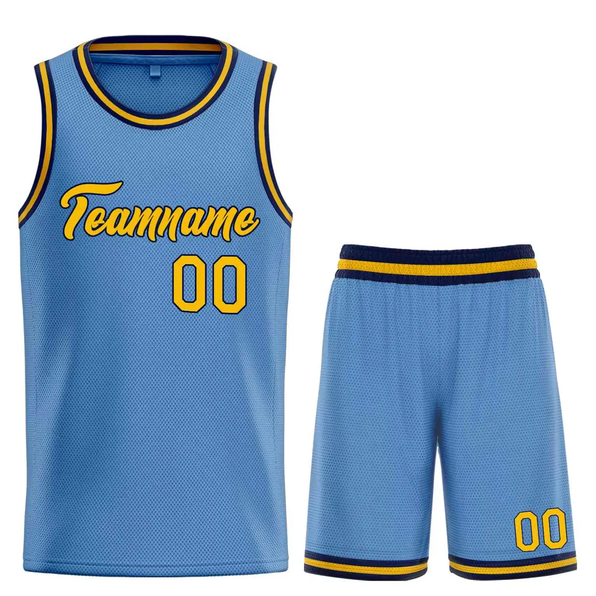 Classic Light Blue Yellow-Navy Heal Basketball Jersey Set
