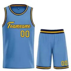 Classic Light Blue Yellow-Navy Heal Basketball Jersey Set