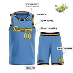 Classic Light Blue Yellow-Navy Heal Basketball Jersey Set 3